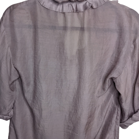 Ann Taylor LOFT Women's Taupe Ruffle Blouse 👚✨ - Picture 6 of 9